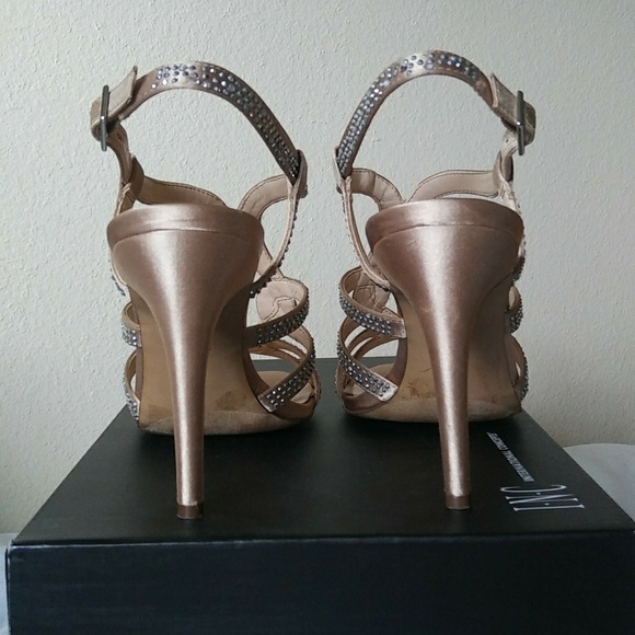Strappy Champagne Evening Heels - Picture 3 of 3